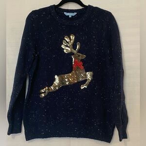 Penman's womens large sparkly reindeer flocked festive holiday Christmas sweater